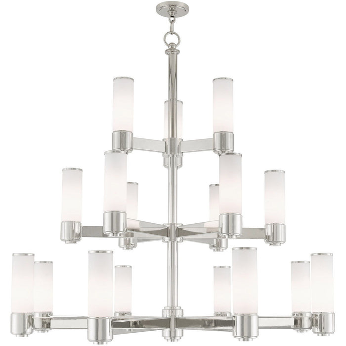 44" Multi Light Dimmable Chandelier With Shades - Nickel