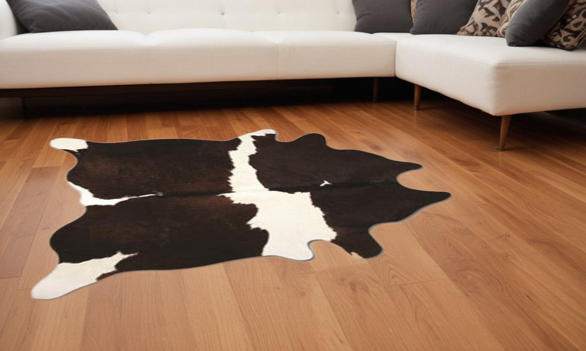 60" x 84" Cowhide - Area Rug - Chocolate And White