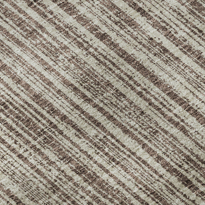9' X 12' Striped Washable Area Rug With UV Protection - Brown And Ivory