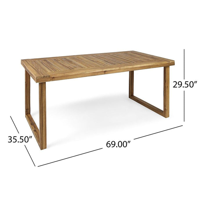 Outdoor 7 Piece Dining Set With Cushions - Sandblasted Natural / Beige