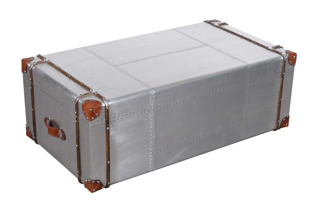 Aluminum Rectangular Storage Coffee Table - Silver