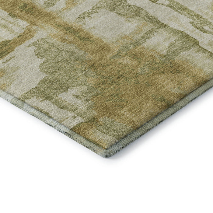 10' X 14' Abstract Washable Area Rug With UV Protection (714613) - Sage / Ivory