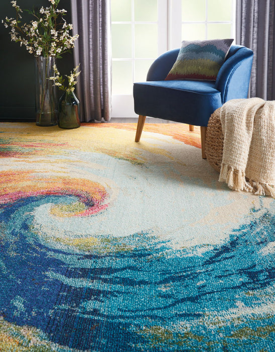 7' X 10' Modern Abstract Non Skid Area Rug - Ivory
