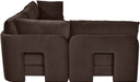Meridian Furniture Hammond velvet performance fabric 4-piece armless sectional sofa, stationary design with plush upholstery.