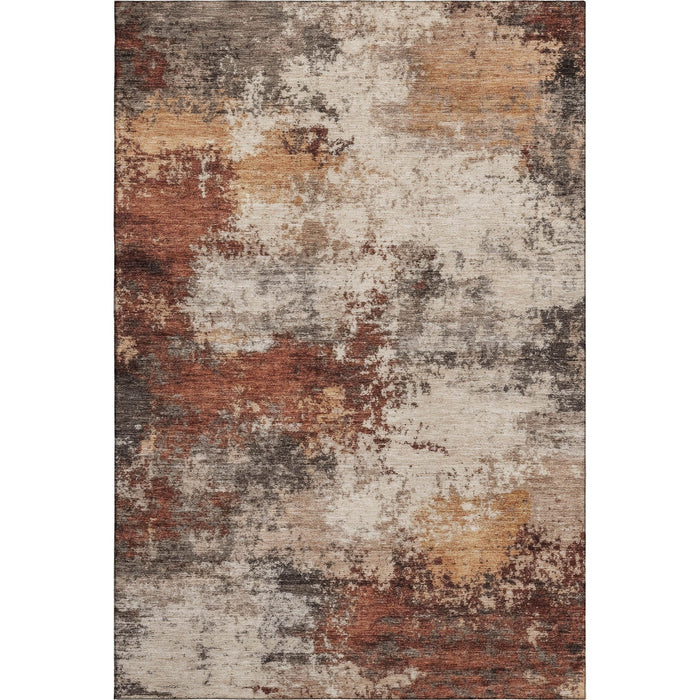 10' X 14' Abstract Washable Area Rug With UV Protection (716881) - Rust / Beige