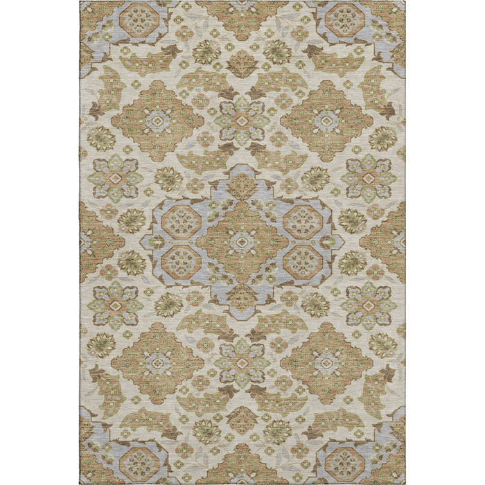 10' X 14' Floral Medallion Washable Area Rug With UV Protection (705815) - Beige / Tan