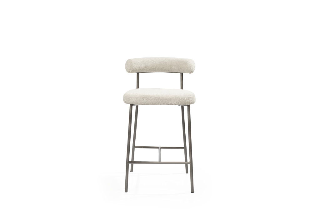 Fabric Boucle Low Back Counter Height Bar Chair - Gray