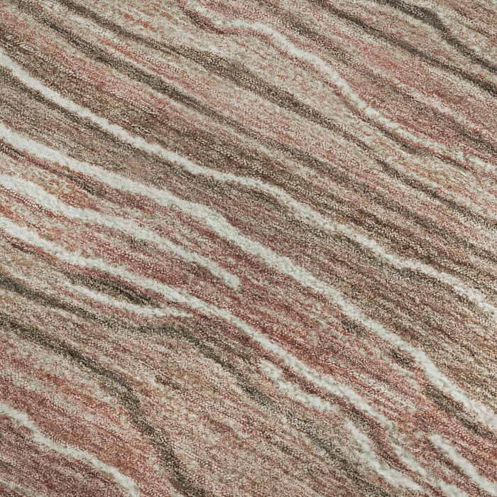 10' X 14' Striped Washable Area Rug With UV Protection (697716) - Coffee / Copper / Beige