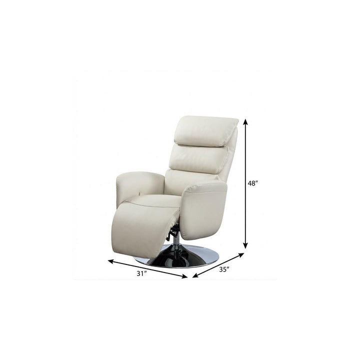Tufted Genuine Leather Power Swivel Recliner (730551) - Sand