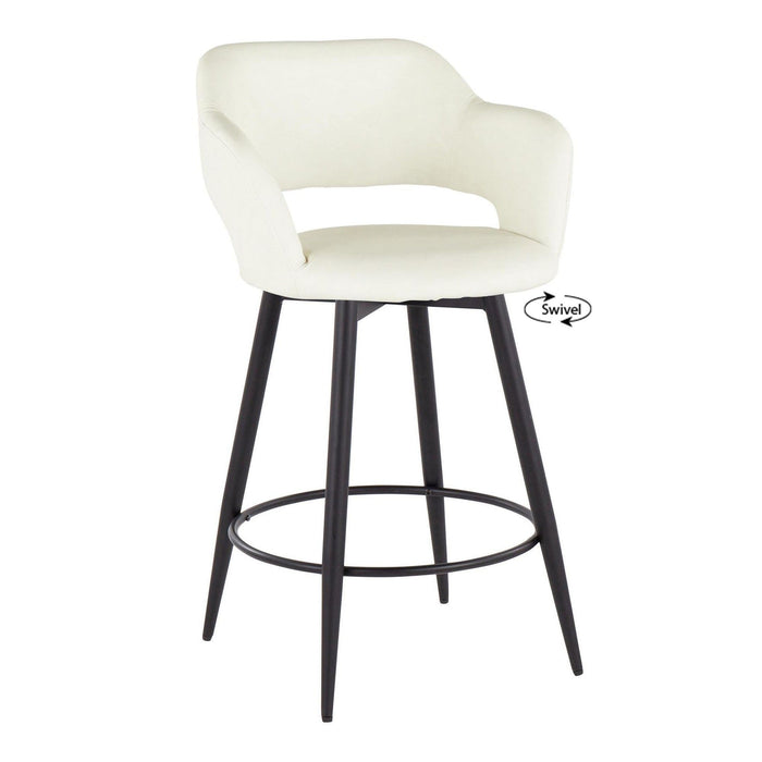 Margarite - 26" Fixed-Height Counter Stool With Swivel - Matte Black Metal (Set of 2)