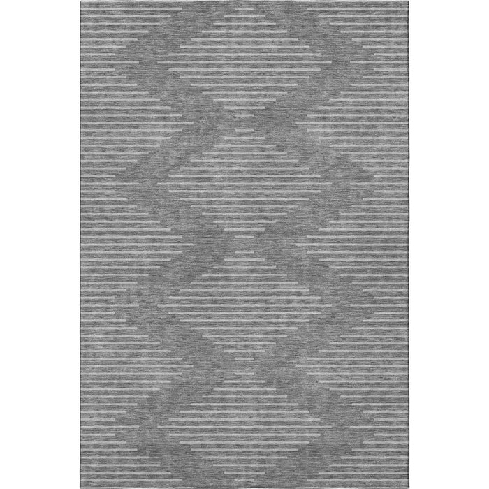 10' X 14' Geometric Washable Area Rug With UV Protection (679708) - Charcoal / Silver