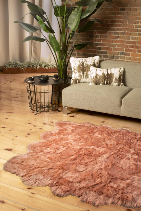 6' x 6' Wool Sheepskin Handmade Area Rug - Pink