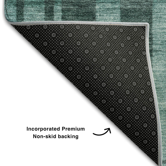 10' X 14' Striped Washable Area Rug With UV Protection (683297) - Teal / Aqua