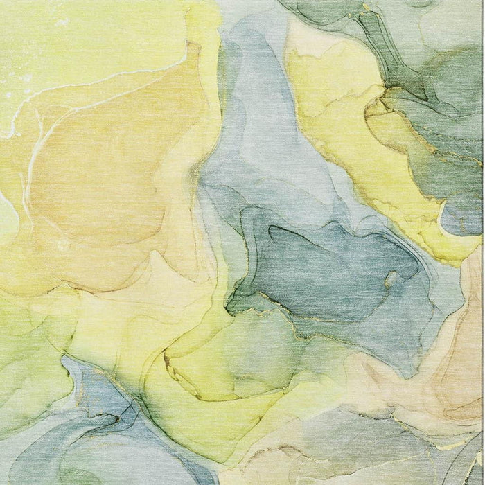 8' X 10' Abstract Washable Area Rug With UV Protection (646750) - Yellow / Blue / Beige