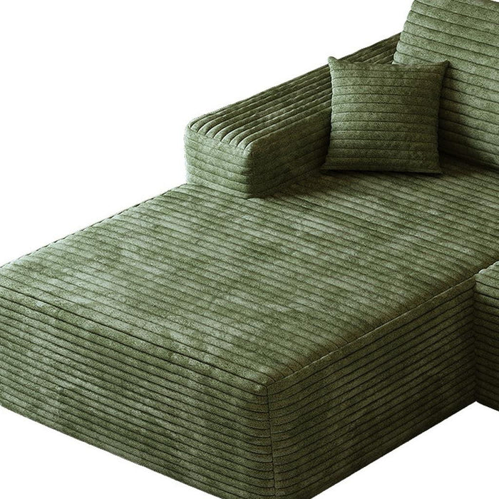 Corduroy Modular Compression Foam Sofa With Toss Pillows - Green