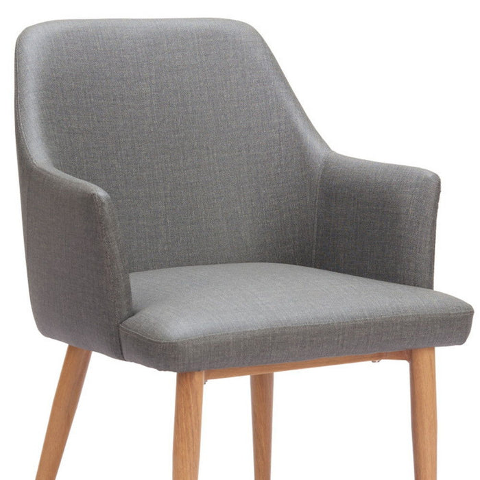 Upholstered Faux Leather Dining Arm Chairs (Set of 2) - Gray / Natural