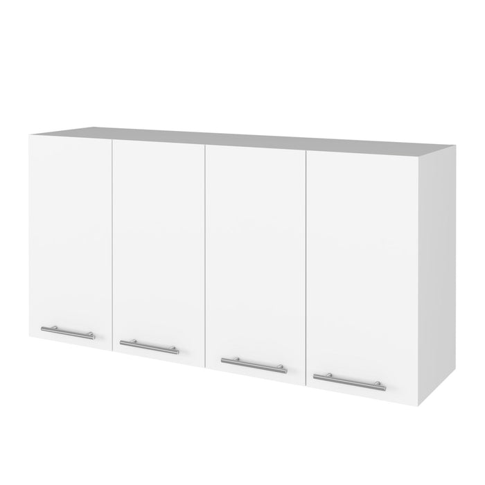 Wood Flat Door Rolling Kitchen Island Set With Storage - Oak / White