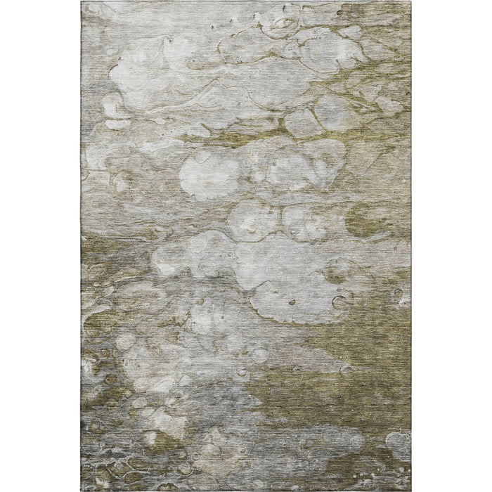 10' X 14' Abstract Washable Area Rug With UV Protection (656705) - Brown / Ivory