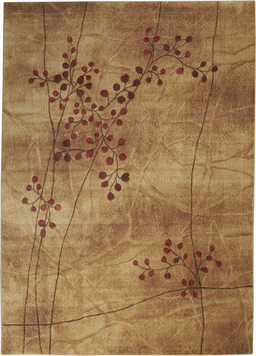 9' x 12' Floral Power Loom Area Rug - Brown