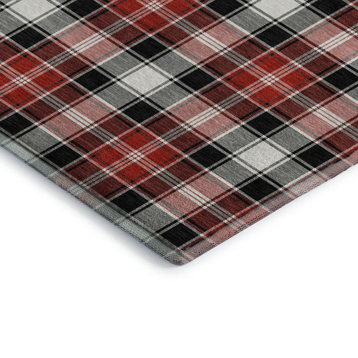 10' X 14' Abstract Geometric Washable Area Rug With UV Protection (701876) - Black / Red / White