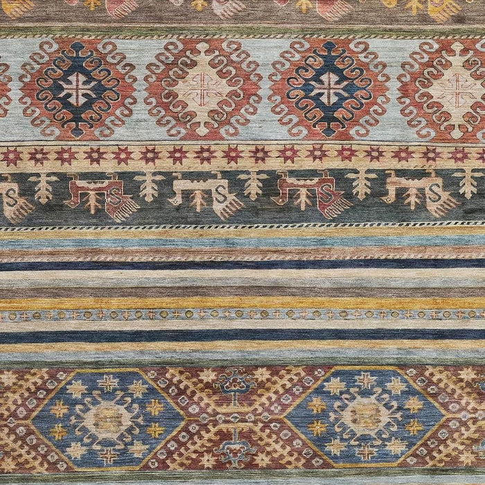 10' X 14' Medallion Washable Area Rug With UV Protection (695258) - Rust / Gold / Blue