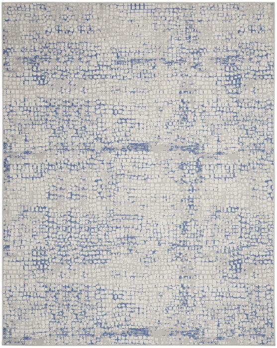 8' X 10' Abstract Distressed Area Rug (551056) - Ivory / Blue