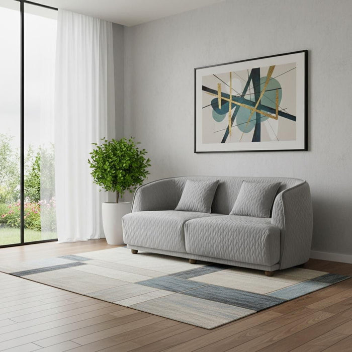 Modern Curved Back Quilted Loveseat - Light Gray