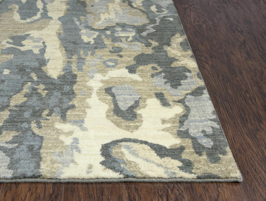 10' X 13' New Zealand Lambs Wool Abstract Hand Carved Handmade Area Rug (747507) - Gray / Cream / Yellow / Teal