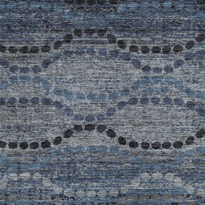 10' X 14' Abstract Geometric Washable Area Rug With UV Protection (715321) - Navy Blue / Gray