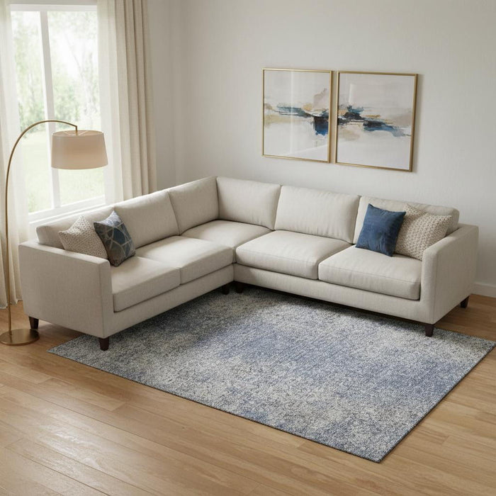 10' X 14' Abstract Washable Area Rug With UV Protection (667162) - Blue / Gray