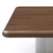 Wood and stainless steel square pedestal coffee table by HomeRoots in brown and silver, with a modern design and sturdy construction.