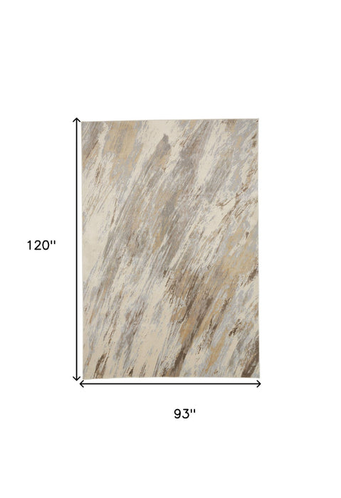 8' x 10' Abstract Area Rug - Ivory Tan And Brown