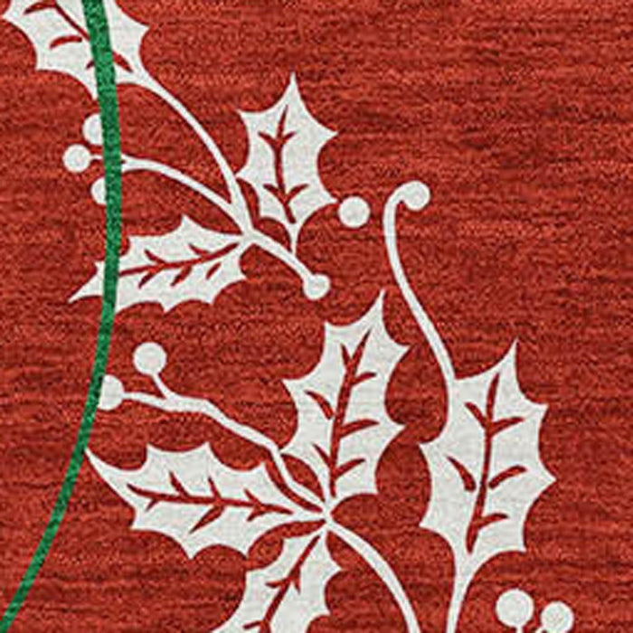 8' X 10' Christmas Washable Area Rug With UV Protection (646437) - Ruby Red / Green / Ivory