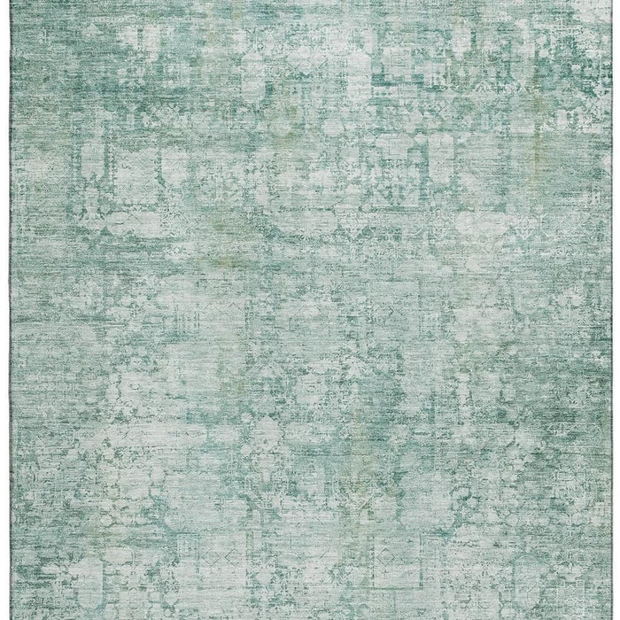 10' X 14' Oriental Washable Area Rug With UV Protection (700667) - Teal / Ivory