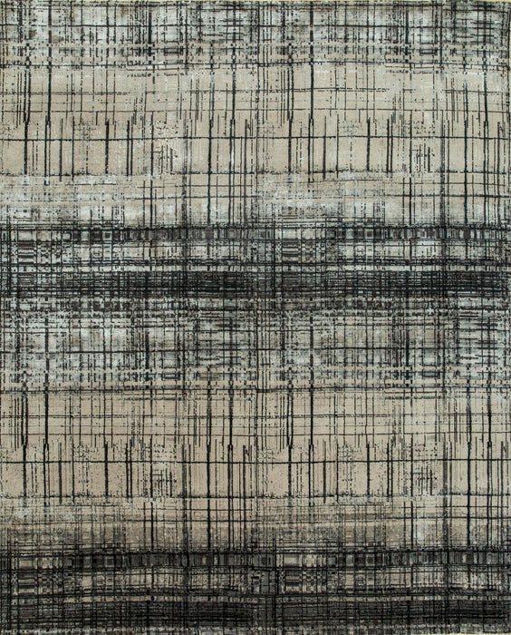 8' X 10' Abstract Hand Knotted Area Rug - Black