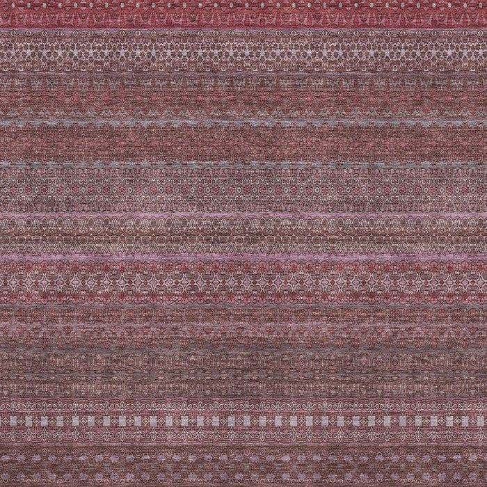 10' X 14' Striped Washable Area Rug With UV Protection (647524) - Merlot / Ivory