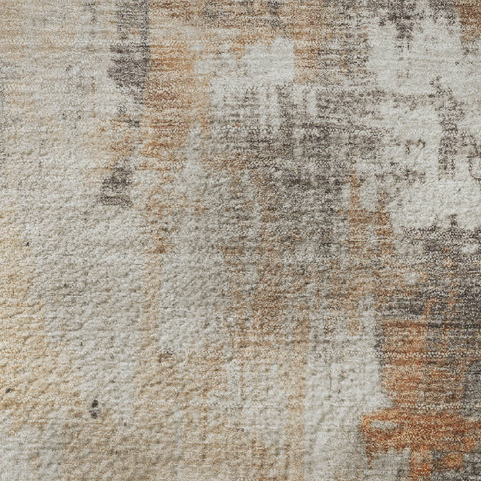 10' X 14' Abstract Washable Area Rug With UV Protection (705407) - Orange / Gray / Ivory