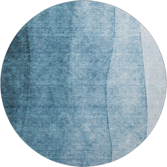 8' Ombre Washable Round Rug With UV Protection (652716) - Blue / Ivory