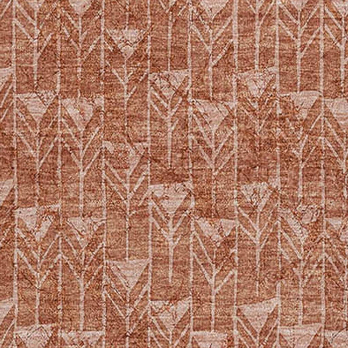 9' X 12' Geometric Washable Area Rug With UV Protection (647127) - Terra Cotta / Ivory