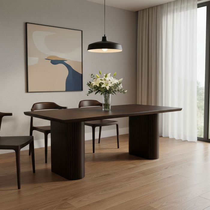 82" Wood Double Pedestal Base Dining Table - Dark Brown