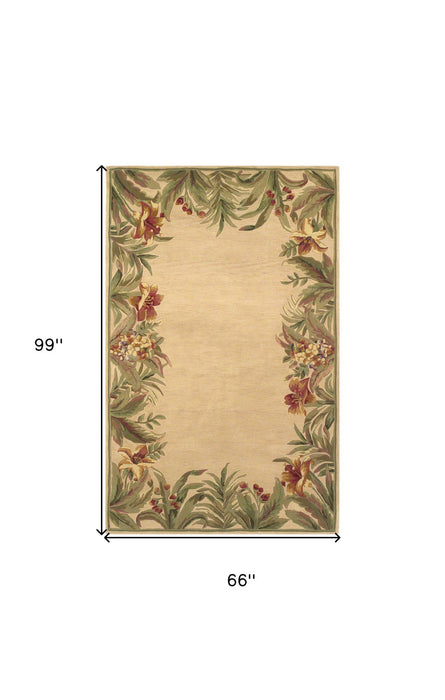 5' x 8' Contemporary Wool Area Rug - Ivory