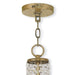 Dimmable gold metal chandelier with clear and off-white shades, featuring two lights and elegant design for modern interiors.
