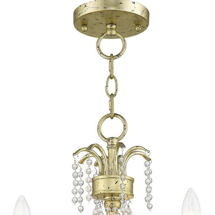 19" Three Light Metal Dimmable Chandelier With Shades - Gold / Clear