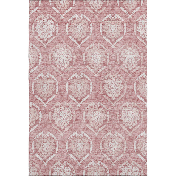10' X 14' Medallion Washable Area Rug With UV Protection - Pink And Ivory