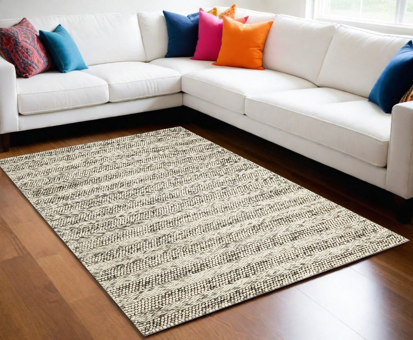 9' x 13' Hand Woven Knobby Stripes Indoor Area Rug - Gray Heather