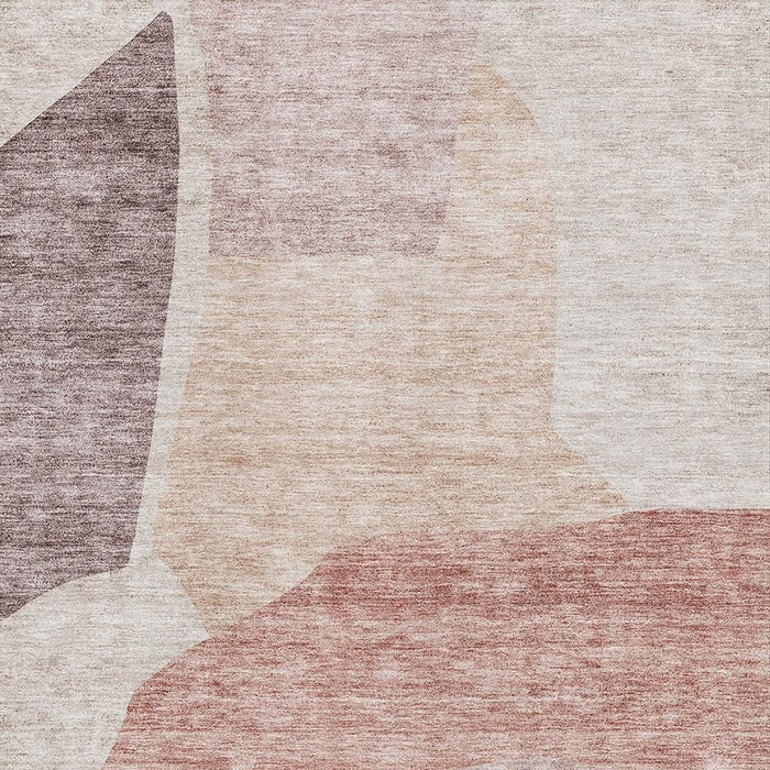 10' X 14' Abstract Washable Area Rug With UV Protection (655258) - Blush / Plum