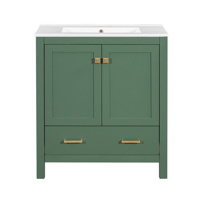 Giga bathroom vanity with single sink, storage cabinet, 2 doors, drawer, soft-close, solid wood frame, multifunctional bathroom storage