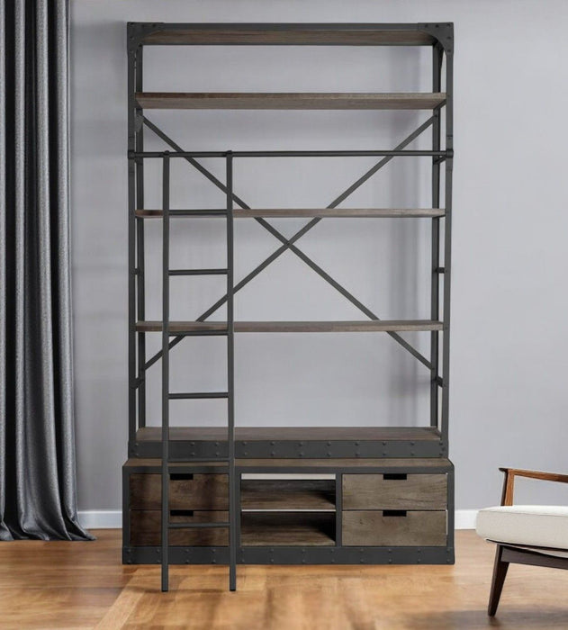 Four Tier Ladder Bookcase (380589) - Brown