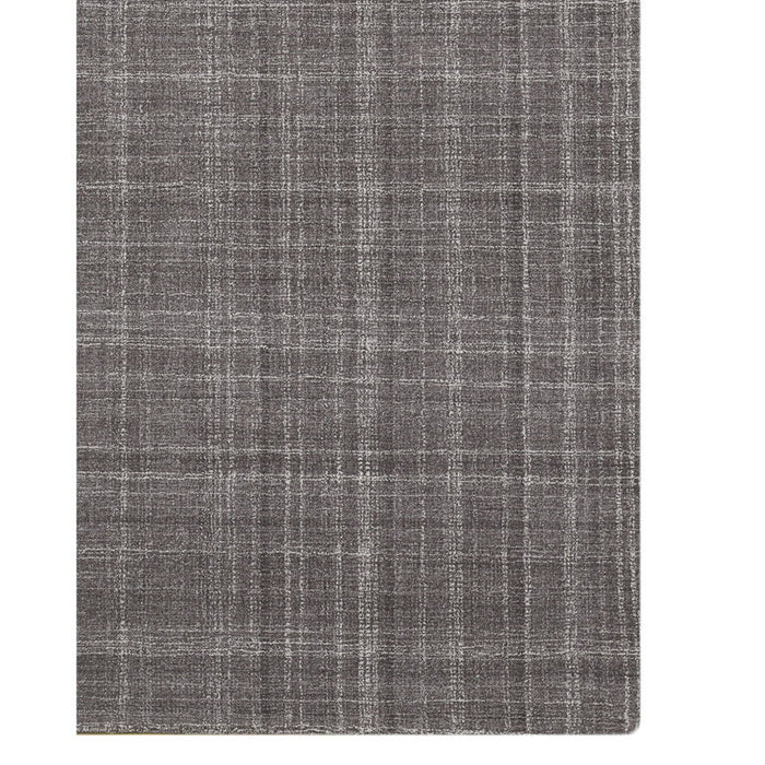 9' X 12' Wool Plaid Hand Tufted Area Rug - Graphite And Ivory