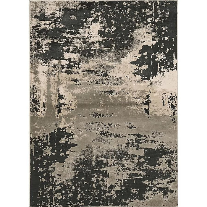 7' x 10' Polyester Area Rug - Silver Charcoal